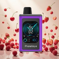 JNR PhoneVape 30000 puffs Engangs Vape med Cherry Jordbær Bringebær – 850mAh Type-C Opladbar, Justerbar Luftstrøm