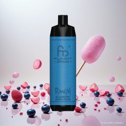 RandM Fumot Shisha 10000 Puffs Engangs Vape med Blåbær Tyggis og LED-indikator