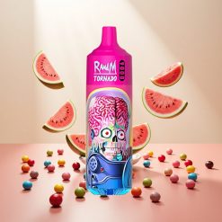 RandM Fumot Tornado 9000 Puffs Engangs Vape Vannmelon Skittles med 18 mL E-væske og Mesh Coil