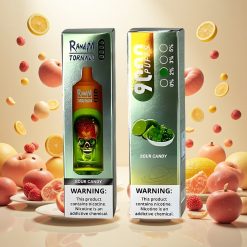 RandM Fumot Tornado 9000 Puffs Engangsvape Sur Godteri med 18 mL Væske og Mesh Coil