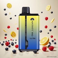 Hayati Pro Ultra 15000 Puffs Blåbær Bringebær Sitron Disposable Vape med 2% Nikotin