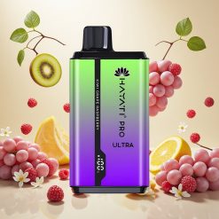 Hayati Pro Ultra 15000 Puffs Disposable Vape Kiwi Druer Bringebær (2% Nikotin, 850mAh)