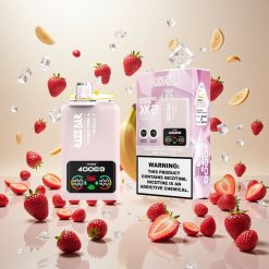 Razz Bar 40000 Puffs Engangs Vape med Skjerm og Jordbær Banan/Rød Okse Is